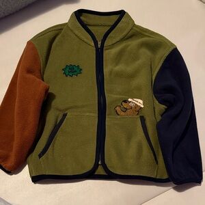 Kids' Green and Multicolor Fleece Jacket